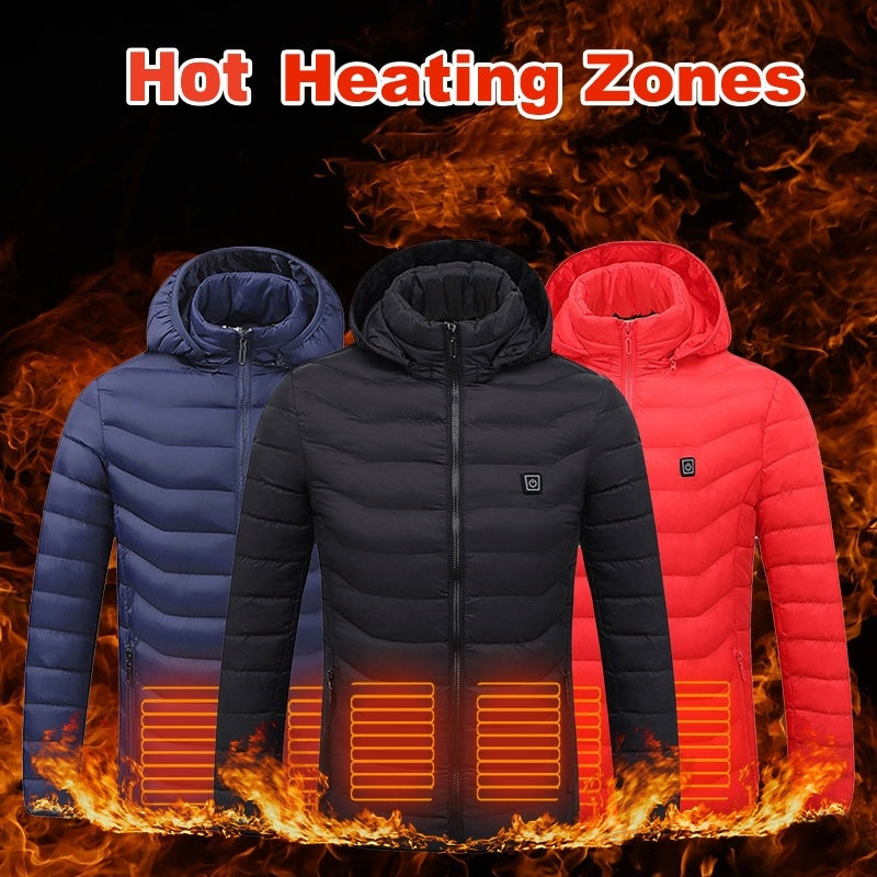 USB Heated Winter Jacket – Electric Thermal Coat with Adjustable Heating Zones