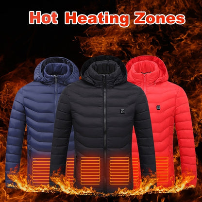 USB Heated Winter Jacket – Electric Thermal Coat with Adjustable Heating Zones